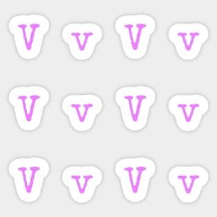 Pink Typewriter Letter V Sticker